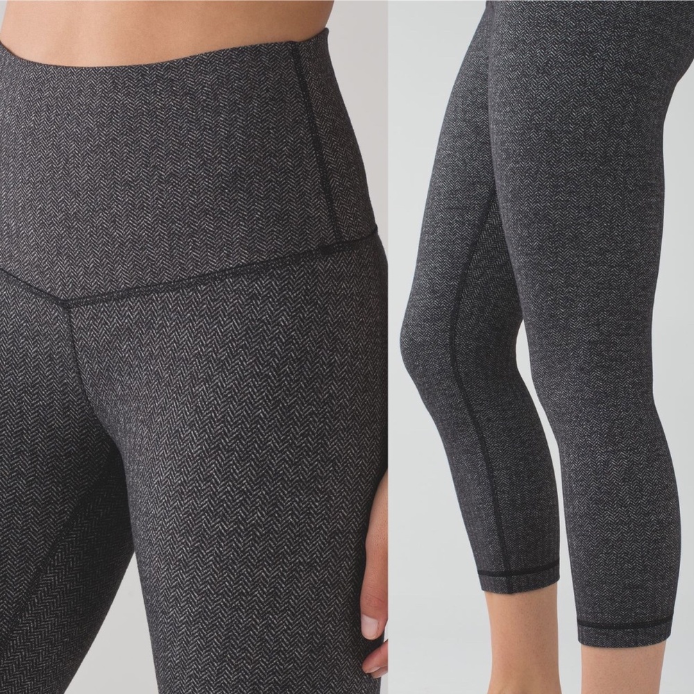lululemon athletica Wunder Under Grey Heathered Herringbone Crop Legging…